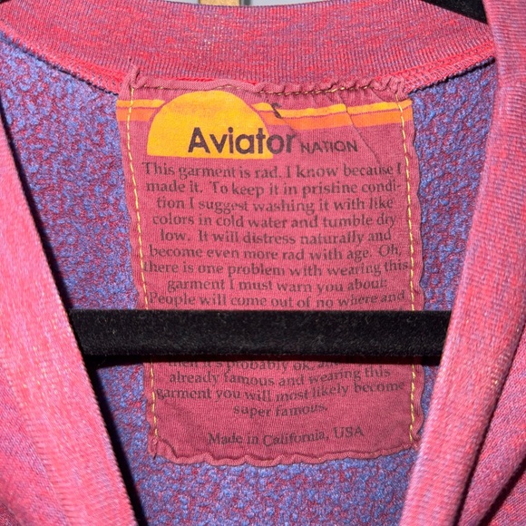 Aviator Nation Maroon Sweatshirt with Multicolor Stripes - Picture 5 of 6